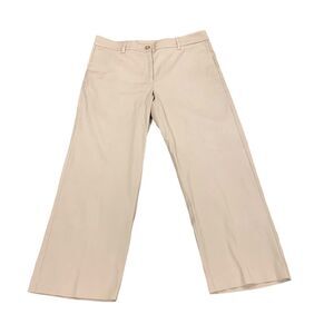 J Jill Womens Beige Linen Stretch Cropped Pants Sz10 Career Coastal Vacation